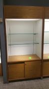 2'x4'x8' Wood Display Cabinet with (2) Glass Shelves , sliding door underneath and Top Lighting