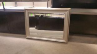 Silver Louvre Style Mirror with Beveled Edge 34