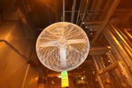 Dayton 30” Ceiling Mounted Fans (NOTE: used in Cl. I Div. 1 Gp. D hazardous areas), (Located 2nd
