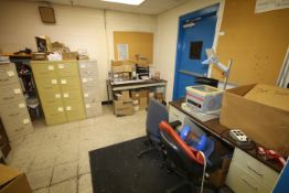 Contents of Lab Office, Includes (2) Desks, (1) Table, (6) Filing Cabinets, (2) Paper Cutting
