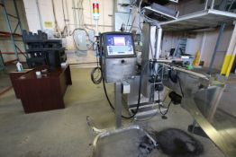 Videojet 1520 Ink Jet Date Coder,S/N 1502445C22ZH, Single Head, Mounted on S/S Frame with Casters