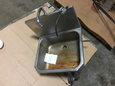 Stainless Steel Sink; knee operated pedals for hot and cold wall mounted 14