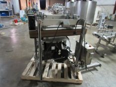 Bottom Labeler with Sato Label Printer, Pneumatic Cylinder for label application, belt side