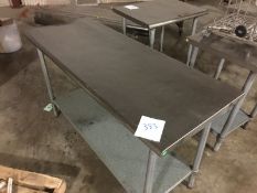 Stainless Steel Table with SS Legs and galvanized steel base shelving. Rounded edges on the length