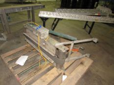 Custom made stainless steel powered conveyor with 115V motor in the roller and a 4.5