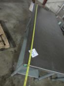 Stainless Steel Table with SS Legs and galvanized steel base shelving. Rounded edges on the length