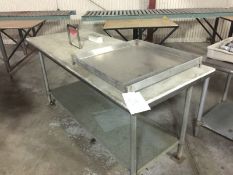 Stainless Steel Table with SS Legs and galvanized steel base shelving Plastic Top and 26