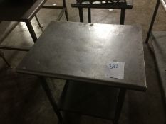 Stainless Steel Table with SS Legs and galvanized steel base shelving. Rounded edges on the length