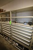 Borrough Part Cabinets and Shelves, (12) Drawers Total, with Contents Including Containers of Caulk,