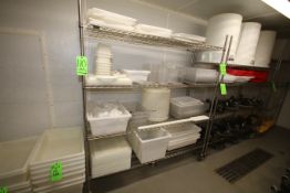 Portable S/S Wire Rack with Contents, Includes Plastic Bins, Lids, Stanner, and Other Present