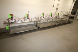 S/S Tables, All with S/S Bottom Shelves, Dims.: 72