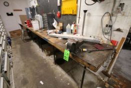 Shop Work Bench with Mounted Vise, Overall Dims.: Aprox. 15' L x 2-1/2' W
