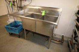 S/S Double Compartment Sink, Comparment Dims.: Aprox. 24