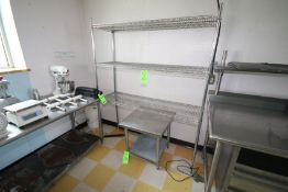 Lot of Assorted S/S Table and S/S Wire Rack, (2) S/S Tables, and (2) S/S Wire Racks