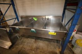 S/S 3-Compartment Sink, Overall Dims.: Aprox. 27