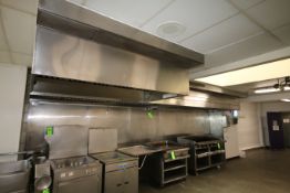 Captive Aire S/S Hood System, with Controls and (2) Ansul Fire Suppression Panels, Hood Dims.: