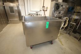 S/S Wash Trough, with S/S Wire Shelve and Nozzel, Mounted on Casters, Interior Dims.: Aprox. 54