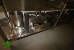 Lot of Assorted S/S Piping, Fittings, Baskets, Wire Shelving, Panels, and Other S/S Items