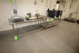 S/S Tables, 1-with S/S Bottom Shelf, Dims.: 72