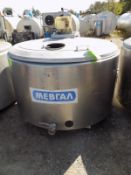 ALFA LAVAL , Approx 750 L S/S Jacketed Farm Tank With Twin Blade Prop , With Hinged Lid Missing ,