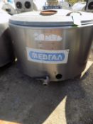 ALFA LAVAL , Approx 750 L S/S Jacketed Farm Tank With Twin Blade Prop , With Hinged Lid Not Original