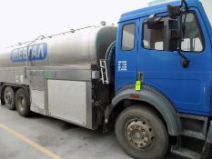 Mercedes 16000 L/4226 Gal. S/S Milk Transporting Tanker with Flow Meter, Tank, Pump and CIP Unit (