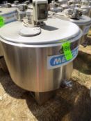 Ermicon (Packo) Aprox. 300L/79 Gal. S/S Jacketed Farm Tank with Hinged Lid, Twin Blade Prop, Motor