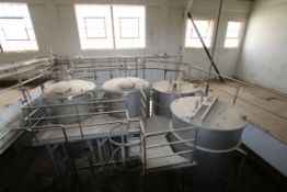 Evaporator 4 Tank CIP System, (2) Walker 1,600 Gal. SS Tanks, Dimensions – 100″ H x 70″ W, Dome T