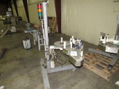 Markem Label Printer /Applicator Box Labeler on Rolling Tripod - Application direction: Right