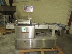 Accraply stainless steel conveyor indexer for labeler with chainlink conveyor belt. Free removal and