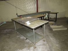 Stainless Steel Table with SS Legs and galvanized steel base shelving Plastic Top and 26