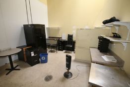 Contents of Warehouse Office includes S/S Table, Waste Baskets, Chairs, Filing Cabinets and Maytag