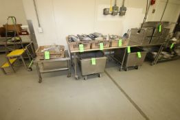 S/S Tables - (3) with S/S Bottom Shelves and Portable on Casters, Dimensions Aprox. 30