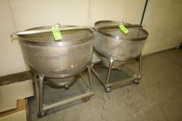 S/S Frying Funnels with Hoist Cross Bar and S/S Portable Carts, Funnel Dimensions Aprox. 33