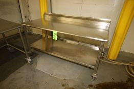 S/S Tables - (2) with S/S Bottom Shelves, (2) Portable on Casters - Dimensions Aprox. 59