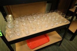 Lot of Assorted Glassware on (2) Shelves, Includes Aprox. (48) Pyrex 250 mL Beakers, (5) Pyrex 600