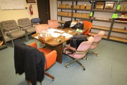 Break Table and Chairs, Inclues 6' L x 2-1/2' W x 3' H, with (6) Cushioned Chairs