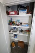 Contents of Office Supple Cabinets, Includes Pens, Paper Clips, Paper, (2) Boxes of 2” Binders, (
