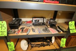 Contents of Shelf, Includes (40)-PC Socket Set, Boxes of Knives, Paint Brushes, Sanding/Polishing