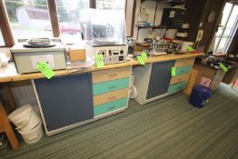 Fisher Scientific Lab Counter, Aprox. 9' L x 2-1/2' W, with (4) Drawers and (2) Cupboards