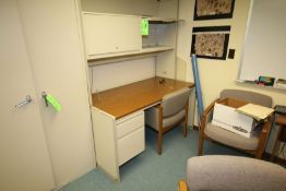 2-Desks and Chairs Set, Includes Shelf and Door with Upper Desk Storage, 5-1/2' L x 3-1/2' W x 3'