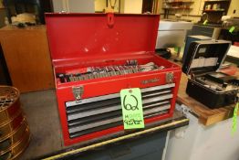 Craftsman Toolbox with Contents, with Complete Sprocket Set, Craftsman Wrenches, Racket Straps,
