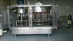 Filmatic 18-Valve Mono-Block Filler with 6-Head Rotary Snap Capper, Cap Sorter, Utilizes 38 mm Cap
