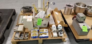 Assorted Lab Supplies on One Pallet includes: (2) Vitamin Pumps, Thermometers, Hydrometer,