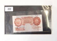Bank of England 10s note, 1928 series A, signed by C P Mahon,