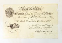Bank of England £50 note (20 March 1930 signed by Basil Catterns) very fine,