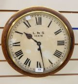 Railway wall clock, the circular painted dial inscribed 