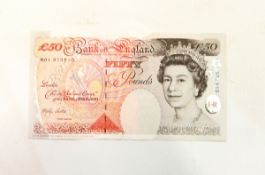 Bank of England £50 note (January 1999 signed by Merlyn Lowther),