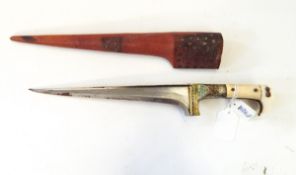 An Afghan dagger (Pesh Kabze Choora), the inlaid handle with a floral and geometric design,