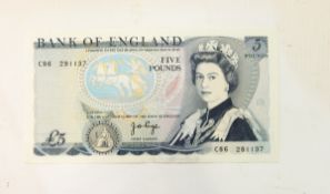 Bank of England £5 note with error,